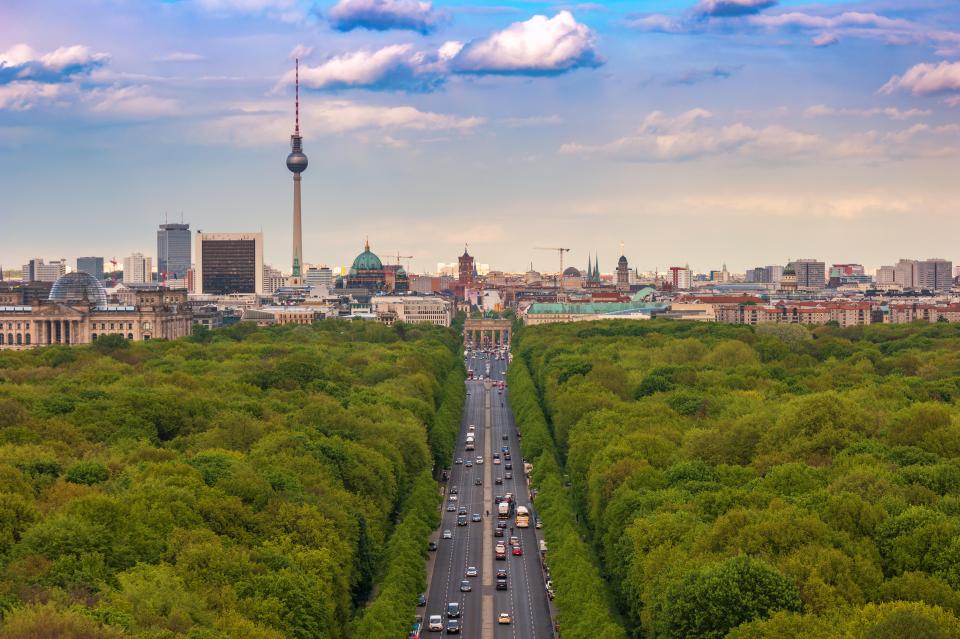  The beautiful Tiergarten — Berlin’s main park — you track through the main drags towards Potsdamer Platz, crossing the line on the ground upon which the Berlin Wall used to stand