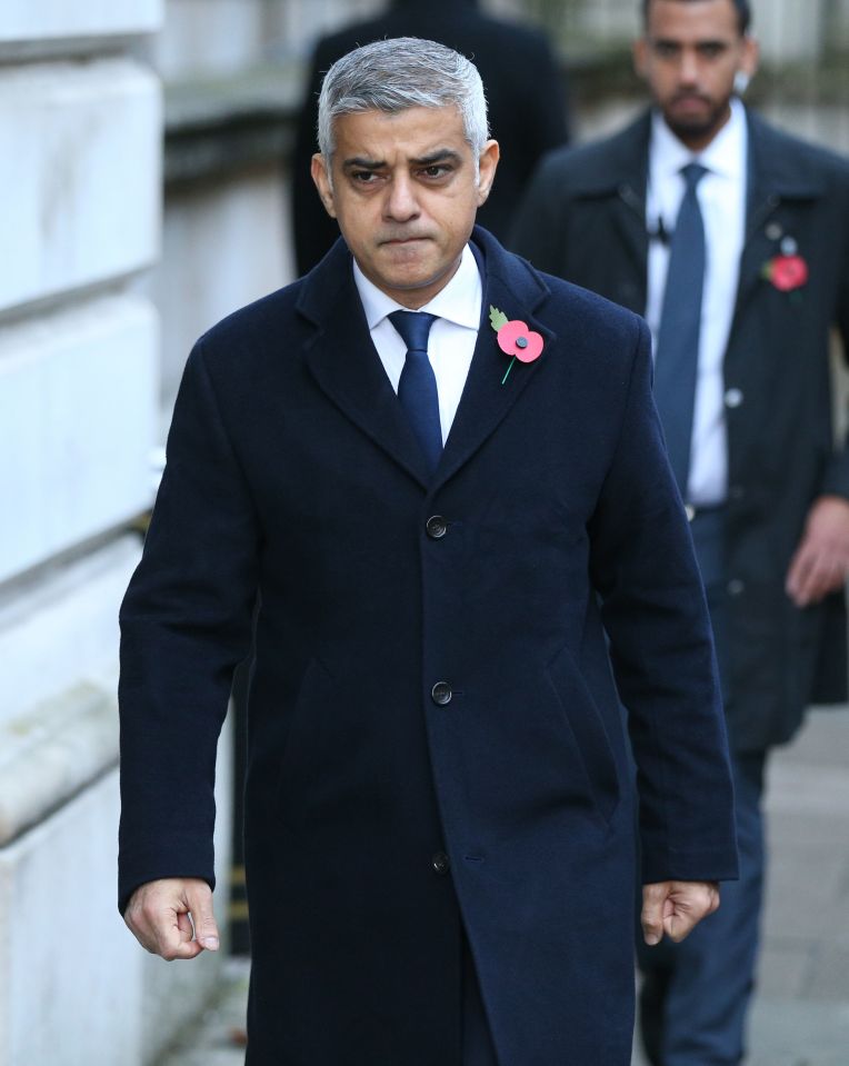  London Mayor Sadiq Khan arrives ahead of the wreath-laying ceremony