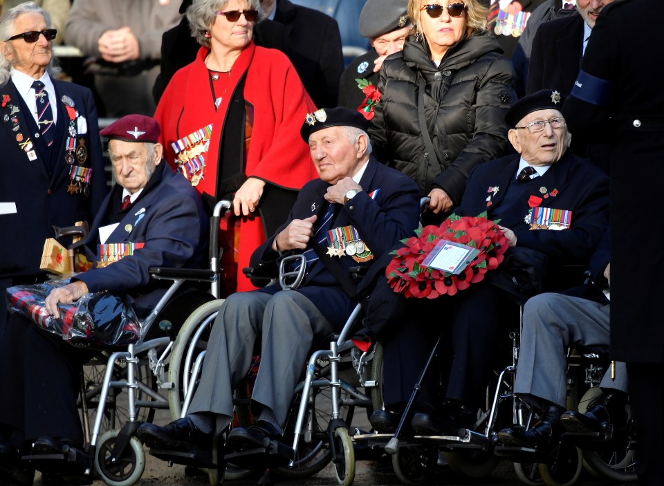  Veterans wait for a National Service of Remembrance at The Cenotaph in Westminster, London on Sunday