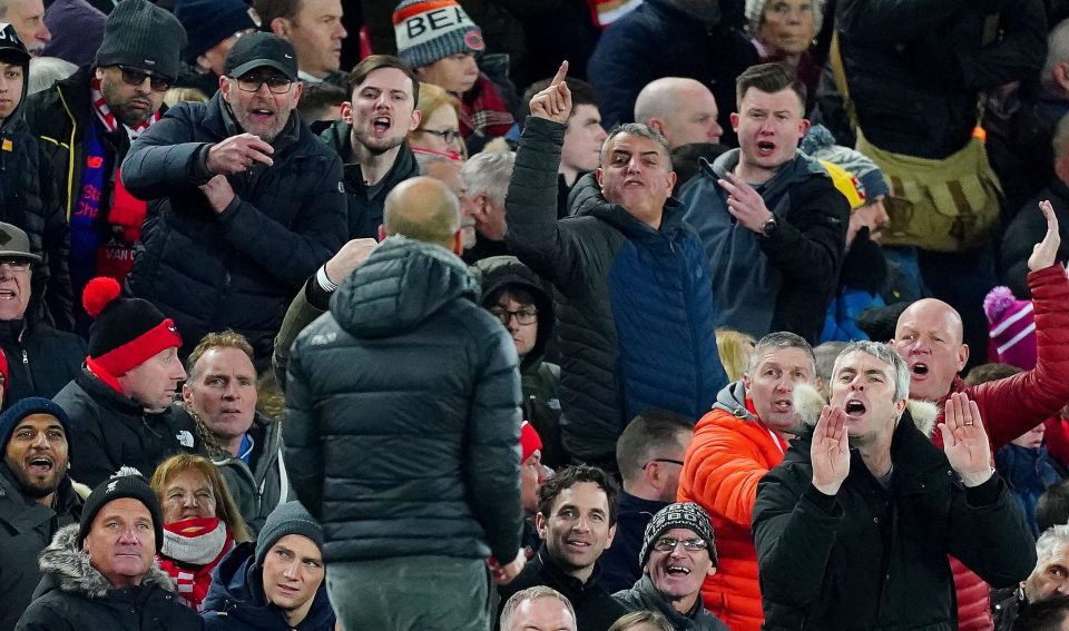  Liverpool fans and Guardiola had some back and forth after the penalty appeal was waved off