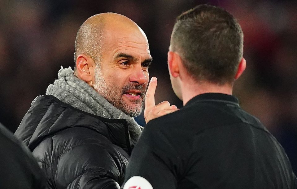  Fuming Pep Guardiola confronted referee Michael Oliver after Man City lost 3-1 to Liverpool