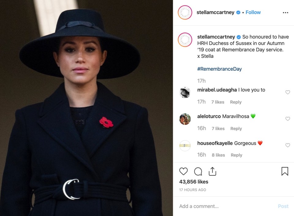 The Instagram caption appeared to have been written by the fashion designer herself