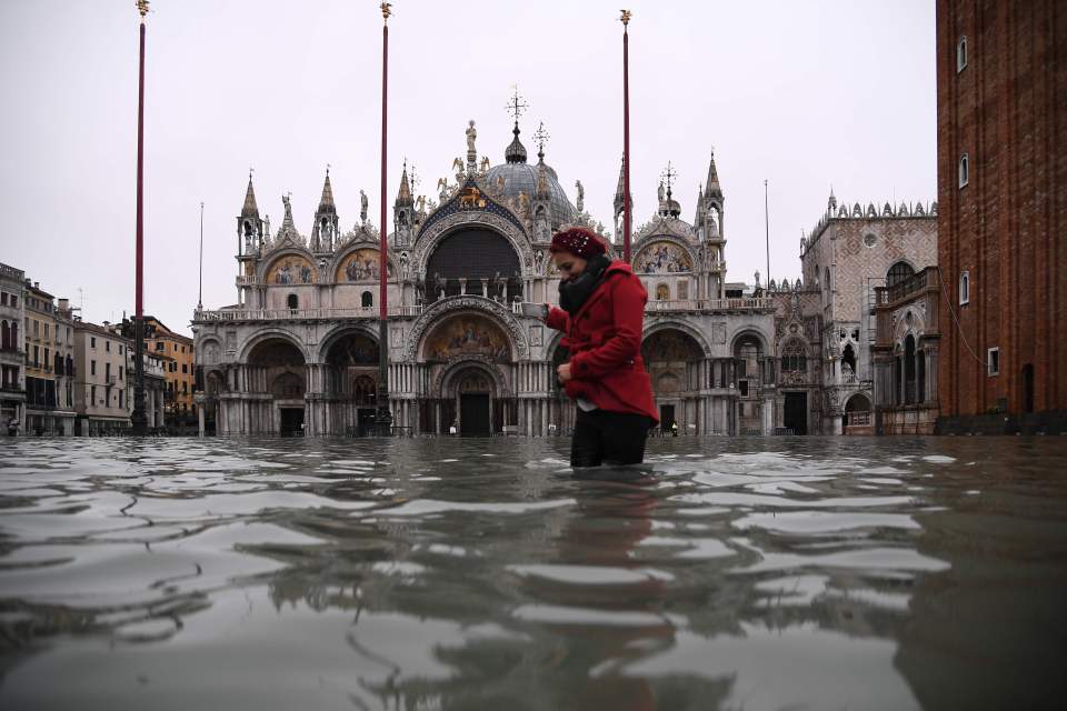  Some brave Venetians tried to go about their business this morning