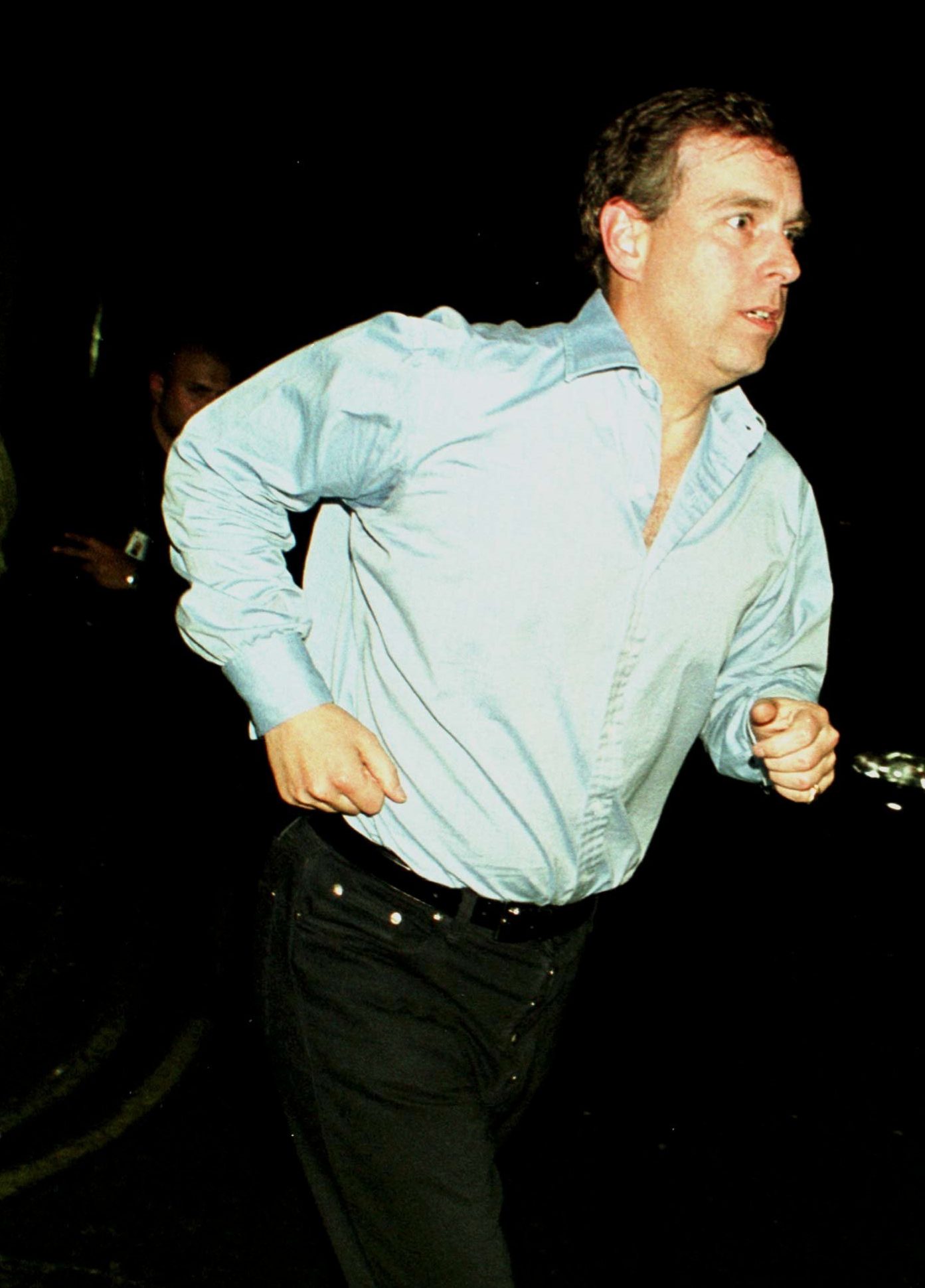 Prince Andrew leaving Chinawhite nightclub in 2000 - is he sweating?