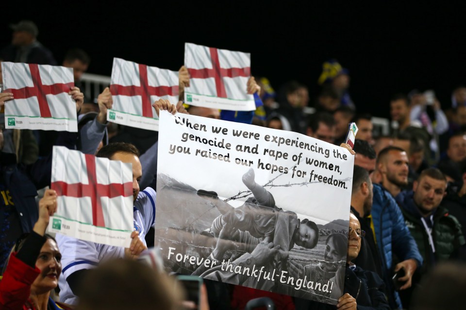  Kosovo fans showed their support for England ahead of kick-off