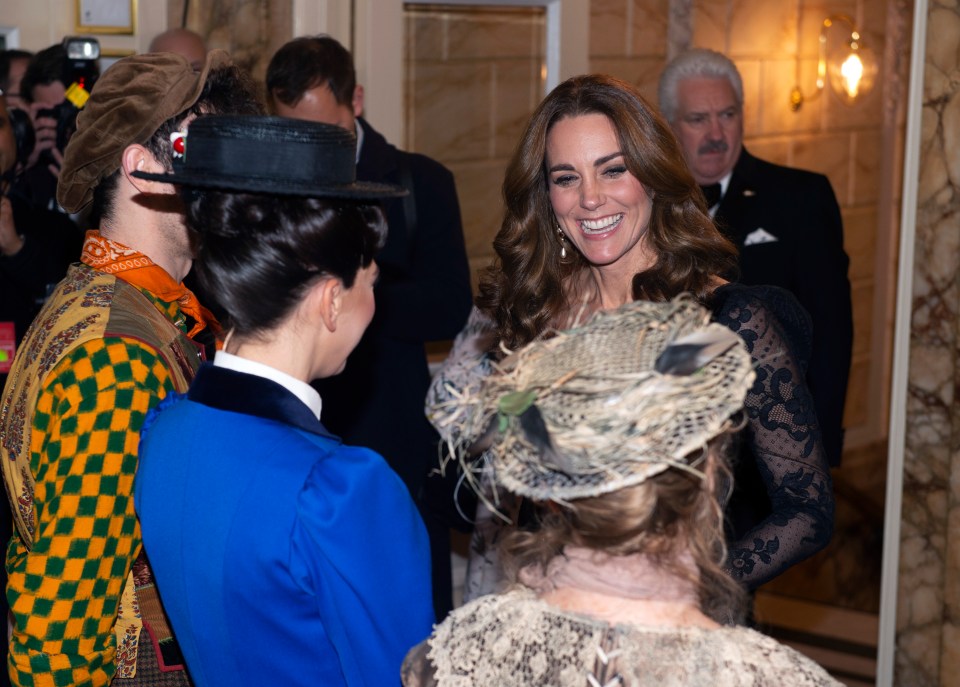  The Duchess of Cambridge smiles as she meets actors and actresses