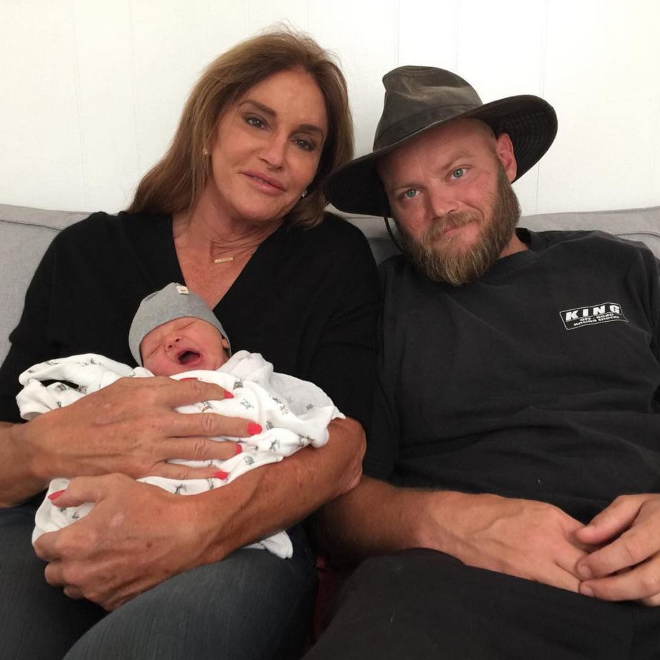  With son Burt's first child Bodhi in 2016