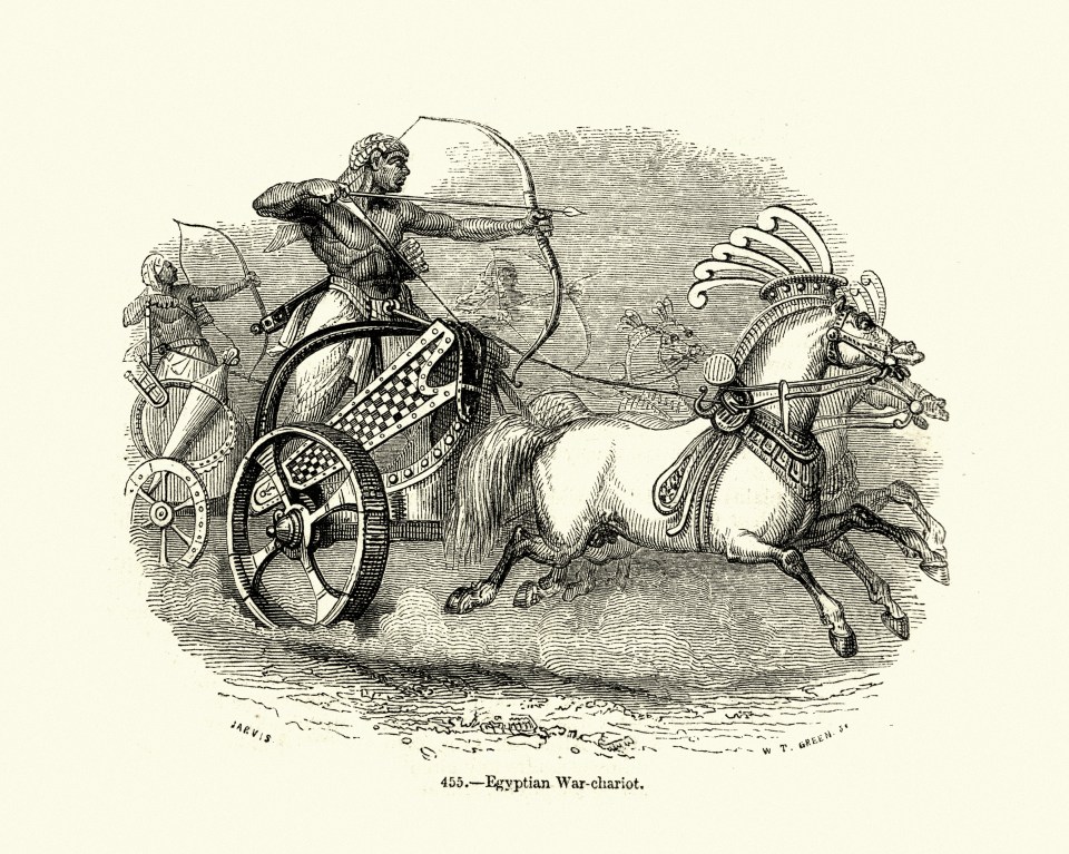  Engraving of an Ancient Egyptian war chariot