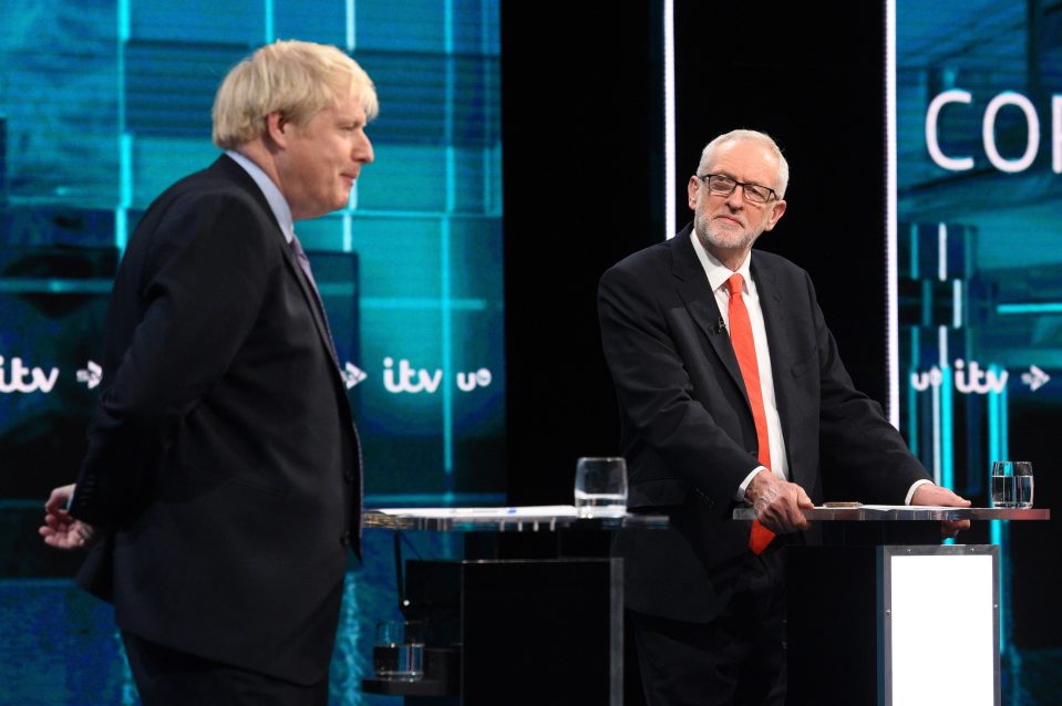  Boris Johnson and Jeremy Corbyn during the ITV Leaders Debate