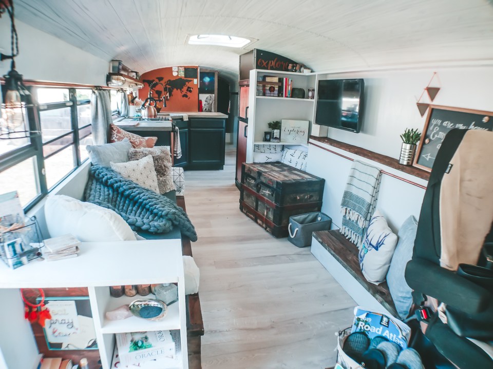 The couple gave up their fitness business to build their bus