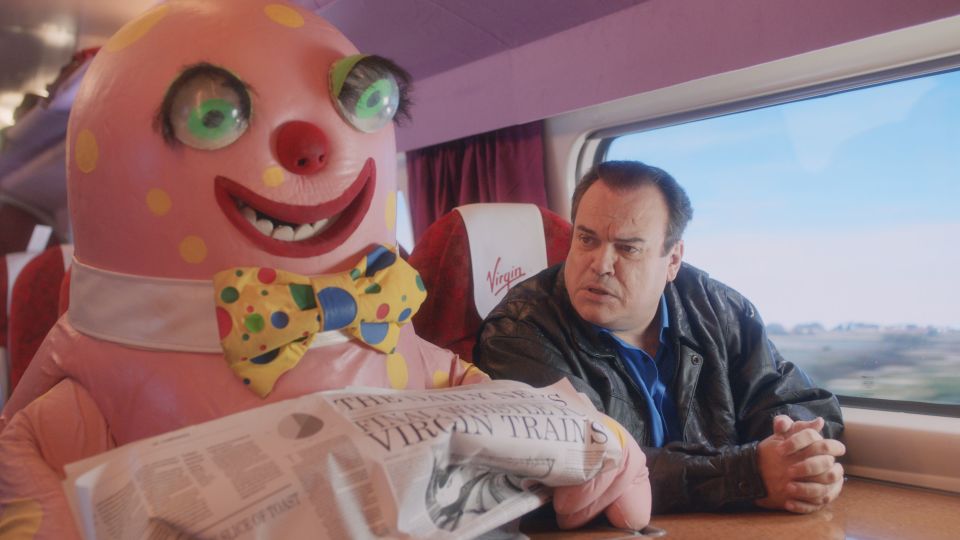  The film stars Mr Blobby on Virgin service