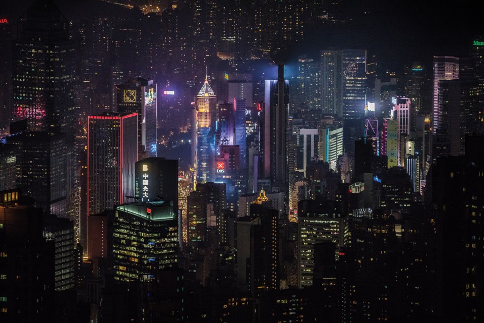  The Hong Kong skyline at night, 2018