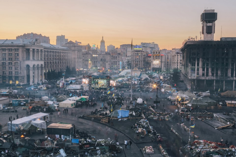  Maidan Nezalezhnost in Kyiv, Ukraine, the main square in the country, 2014.