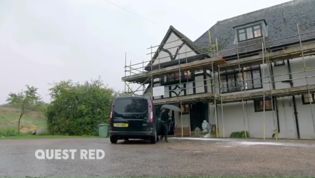  Scaffolding stands outside the house