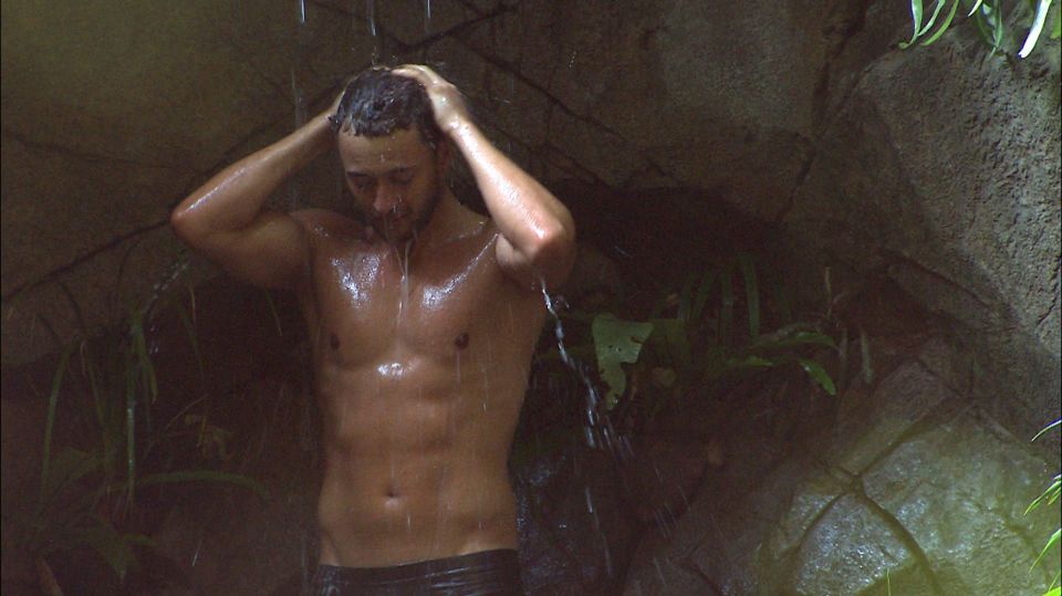  Myles braved the camp's waterfall shower