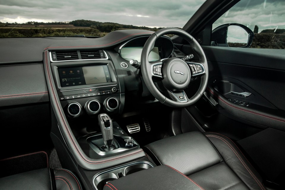  The interior is all Jag – but the car maker forgot to line the big door pockets with some non-slip rubber to stop your stuff rattling about like a skeleton pleasuring himself in a filing cupboard