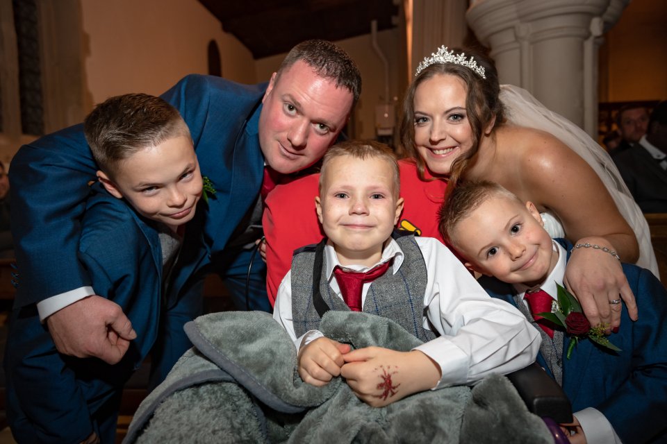  Young Ethan, centre, surrounded by, from left, Brandon, Henry and Hannah, and Jack