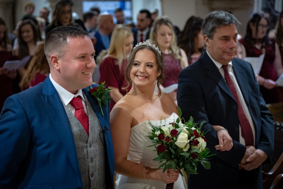  Henry Matthews and Hannah Cowlishaw on their wedding day at the Church of St Mary in Stotfold