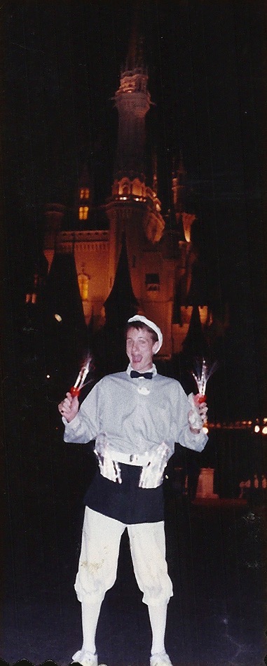 Mikey working the night time parade