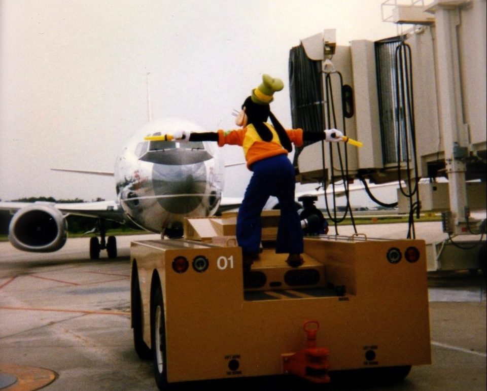 Mikey as Goofy while working for Disney