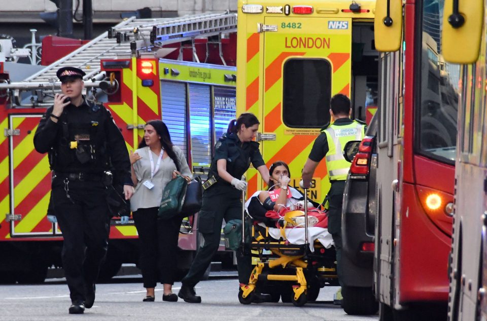  London Ambulance crews attend the wounded with reports 12 were injured