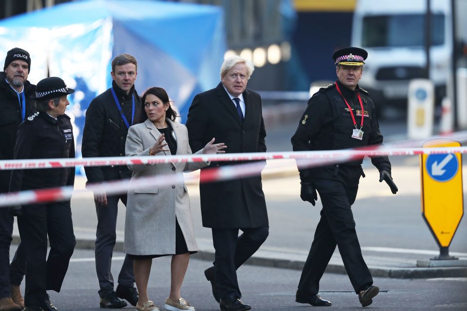 Boris Johnson today headed to the scene with Metropolitan Police Commissioner, Cressida Dick and Home Secretary Priti Patel