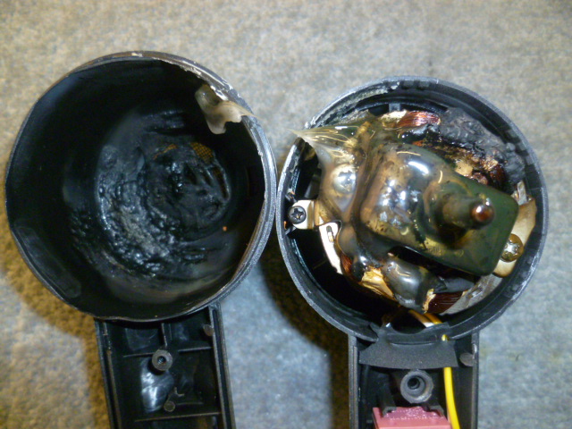  The hairdryer caught fire inside while it was being used