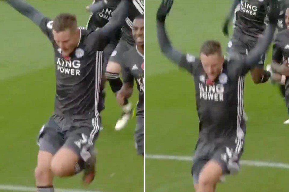  Leicester striker Jamie Vardy mocked Crystal Palace fans after netting at Selhurst Park