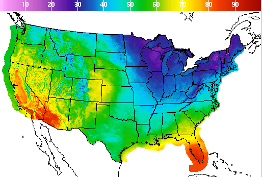  A temperature map shows the coldest parts of the country