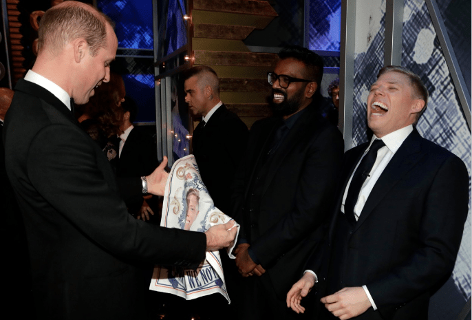  Prince William shares a joke with hosts Romesh Ranganathan and Rob Beckett