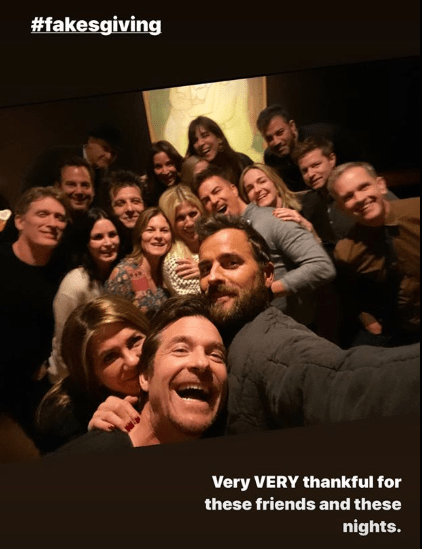  Jennifer Aniston spent Thanksgiving with her ex-husband Justin Theroux (bottom right) and BFF Courteney Cox (middle left)