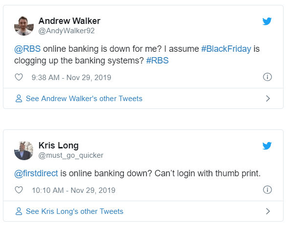  Lots of Natwest, RBS and First Direct customers reported problems on Twitter