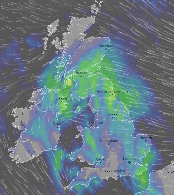  The rain will head north towards the end of Saturday