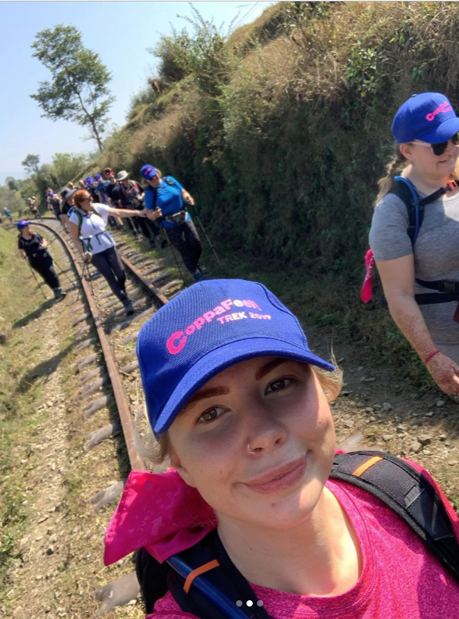  Olivia Buckland was all smiles as she made her way up the mountain