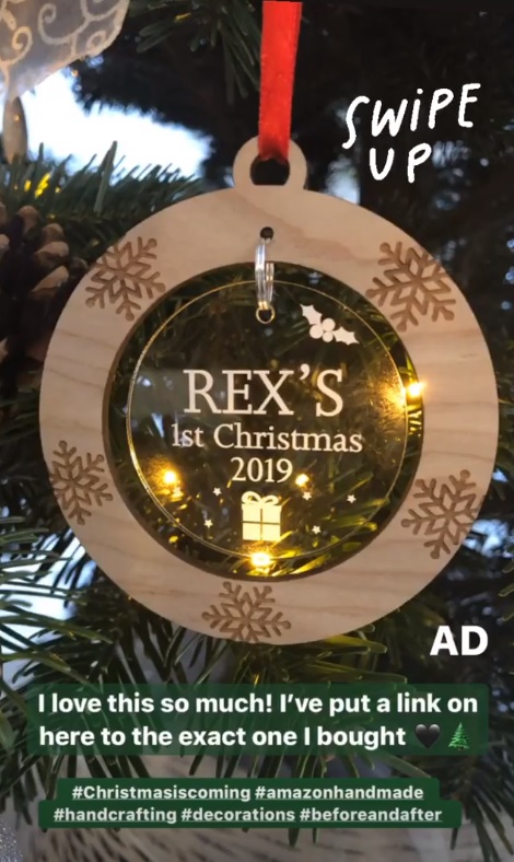  She advertised a personalised bauble for son Rex