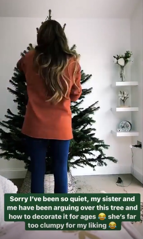  She then got to work decorating the tree