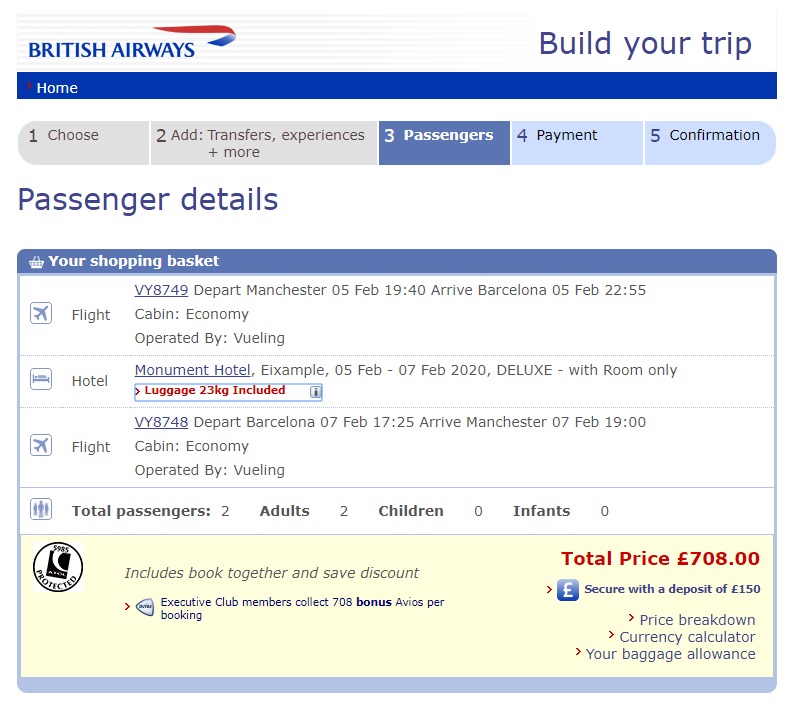  On British Airways, it was £708