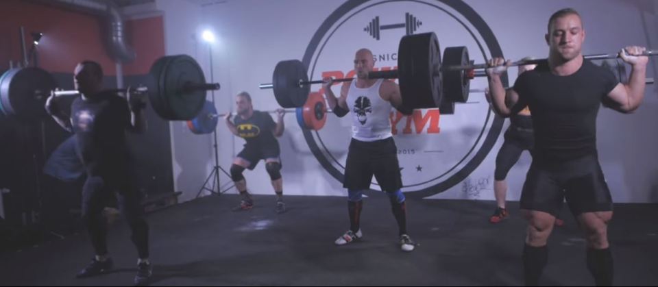  Forstermann, right, competed in a squat-off against some of Germany's top power lifters in 2016