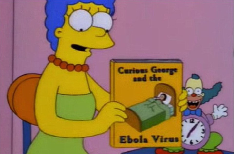  Marge offers to read a book called “Curious George and the Ebola Virus,” to Bart in 1997, years before it did become mainstream news