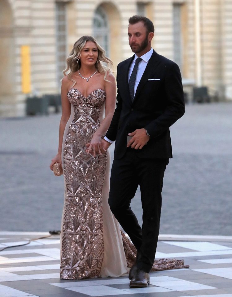  Dustin Johnson alongside Paulina Gretzky at the Ryder Cup Gala dinner