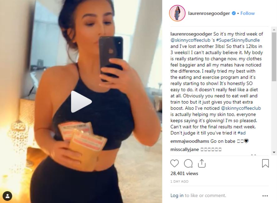  Lauren credited Skinny Coffee for her weight loss at the start of the year