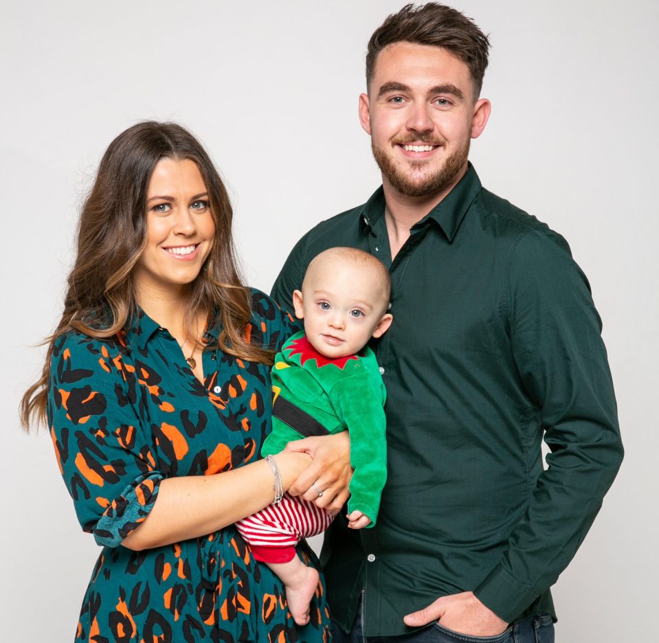  Mum Jade and dad Jake with one-year-old Teddy, who weighs 16lb now