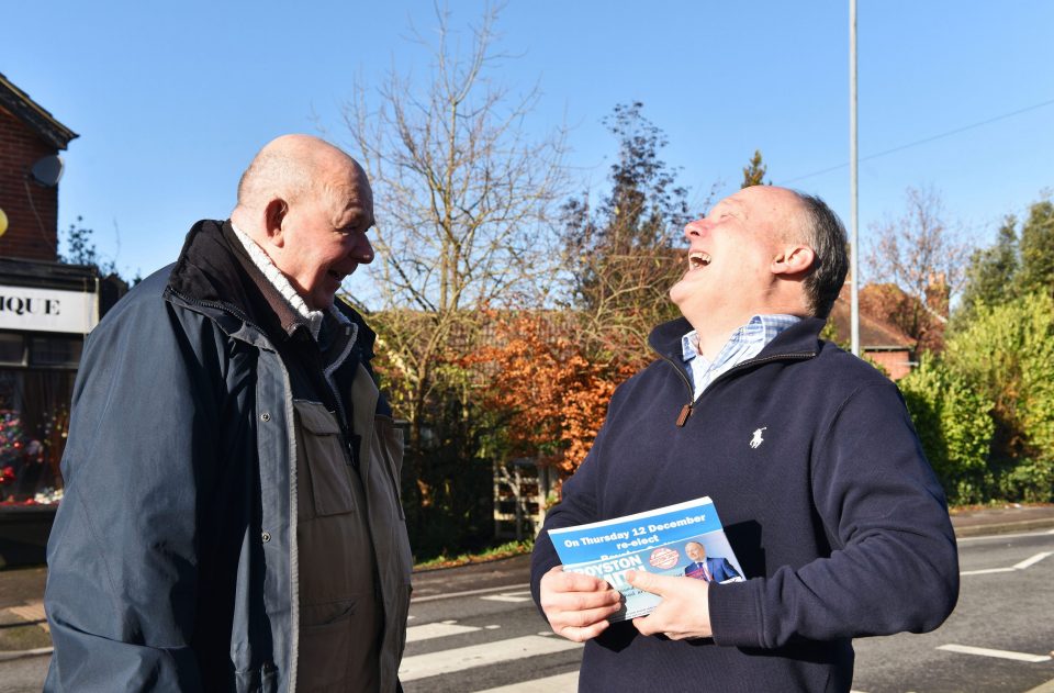  Royston Smith, right on the campaign trail as he seeks to defend his 31 seat majority