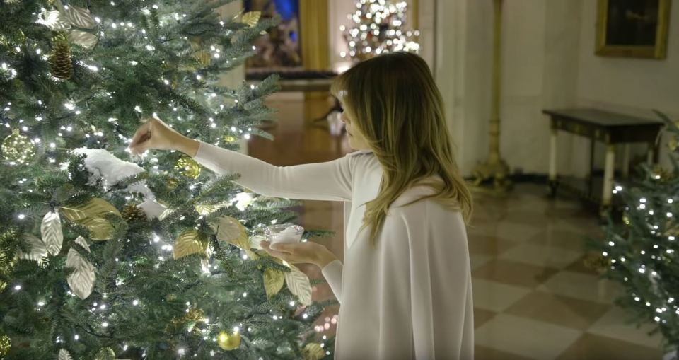  The First Lady released a festive video which showed her adding the final touches to her ornaments hanging from a lavish tree