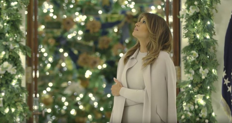  Melania unveiled the White House's elegant decorations for this year's patriotic 'The Spirit of America' theme