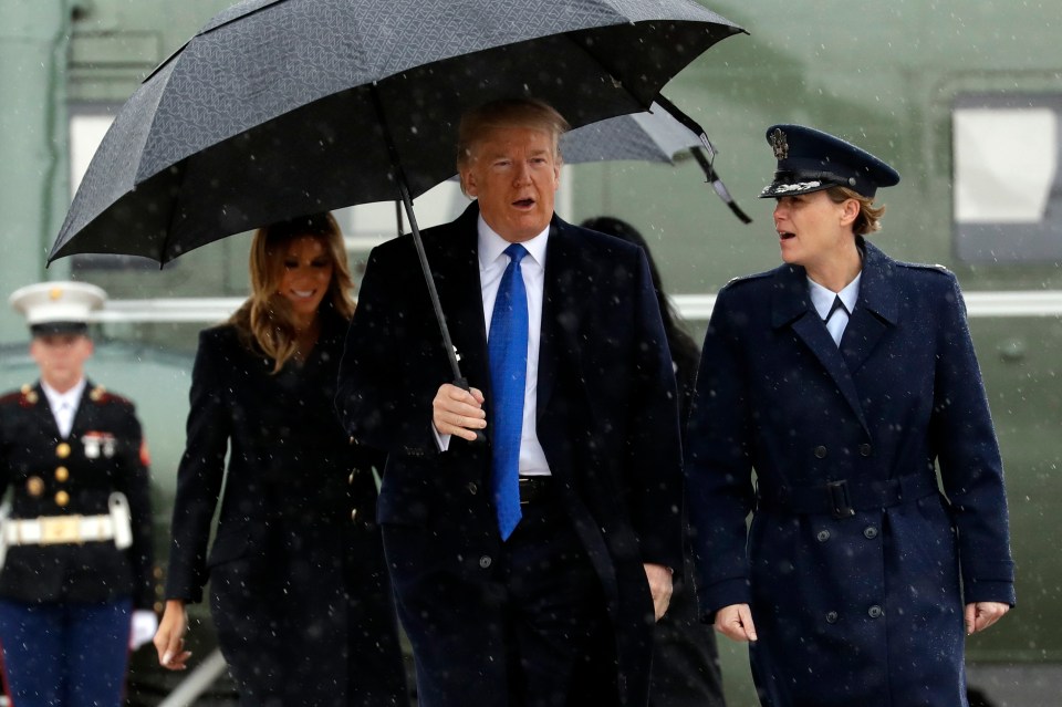  Donald Trump was pictured leaving the White House today with his wife Melania