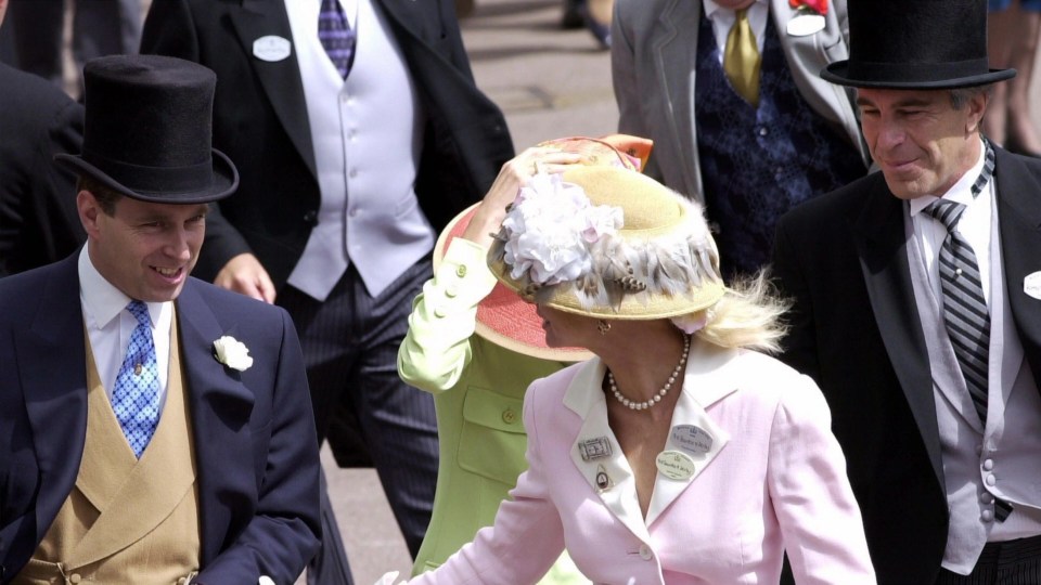  A never-before-seen picture shows Prince Andrew, Maxwell and Epstein at Ascot in 2000