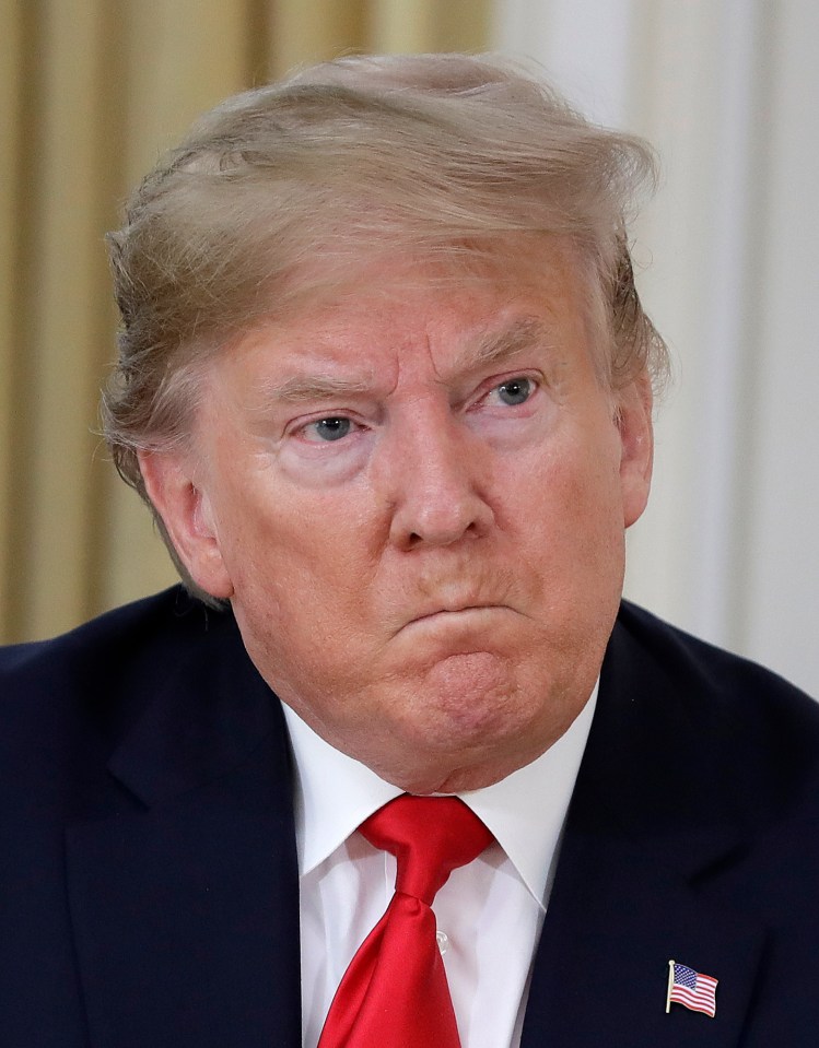  Trump grimaces during a meeting with Nato Secretary General, Jens Stoltenberg at Winfield House