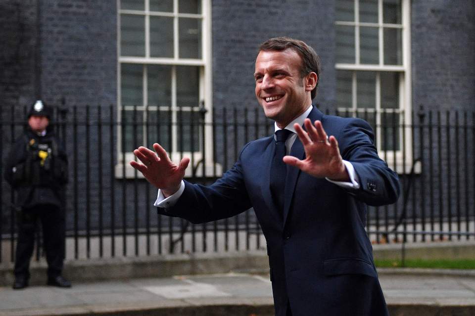  Emmanuel Macron arrives at 10 Downing Street today for the summit