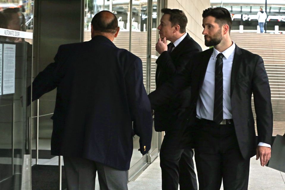  Elon Musk arriving at federal court in Los Angeles on Tuesday